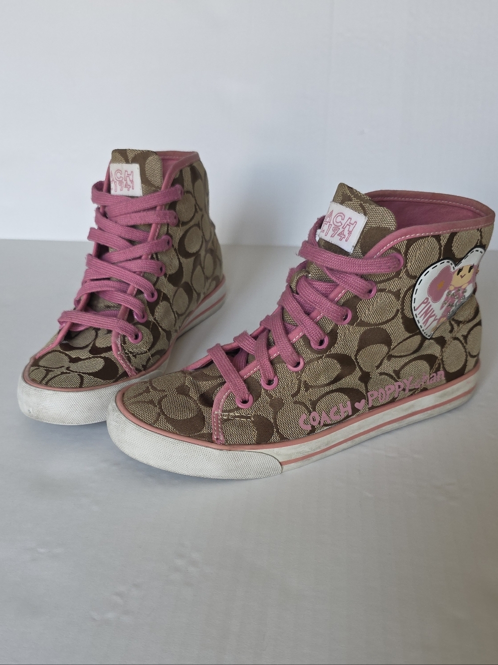 Coach Poppy Chan PINK Retro Y2K high top sneakers Kawaii Vintage Girlycore